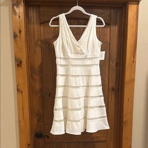 Scarlett White Tiered V-Neck Mini Dress
